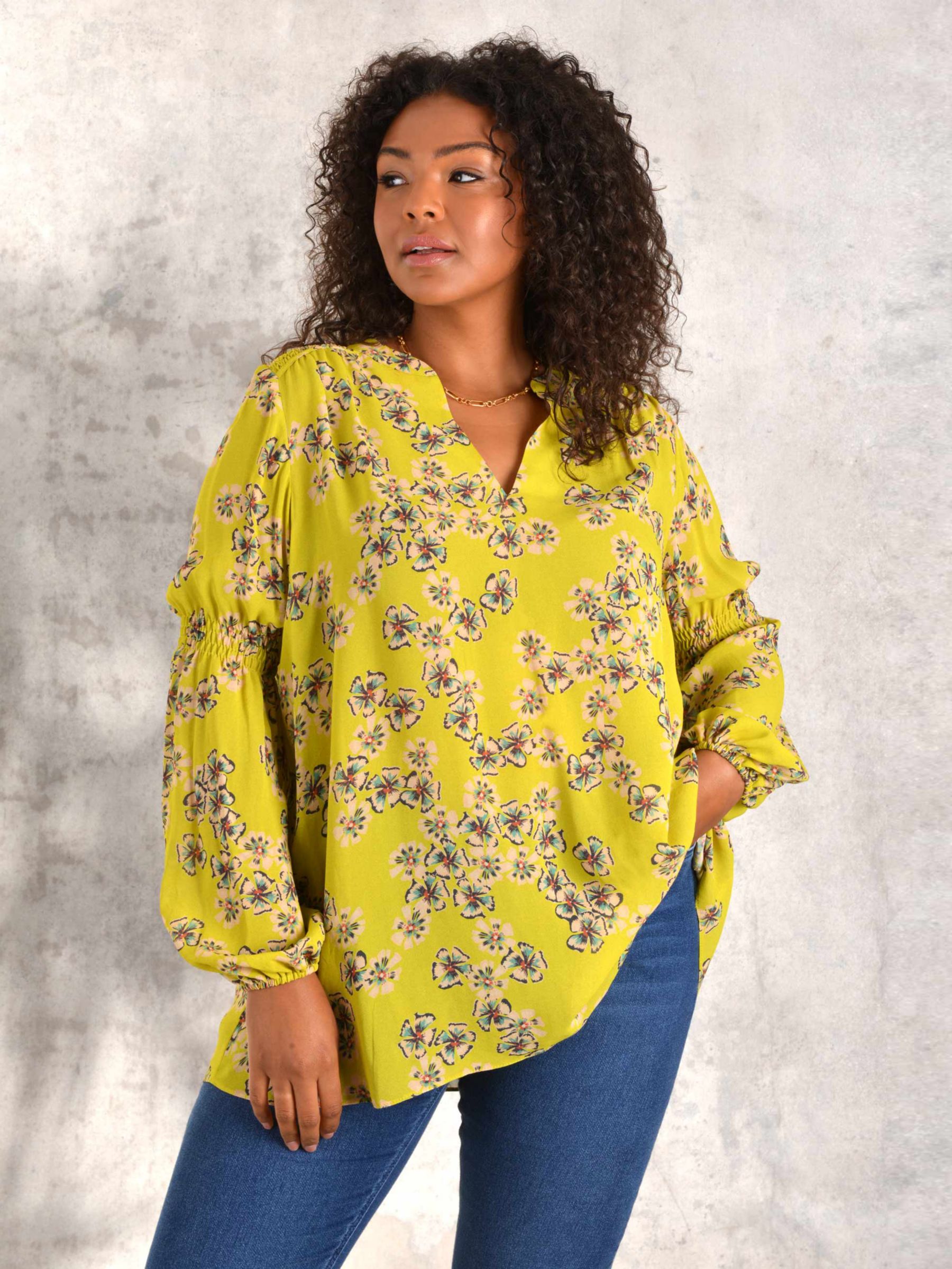 Live Unlimited Ditsy Floral Print Chiffon Blouse, Green, 12