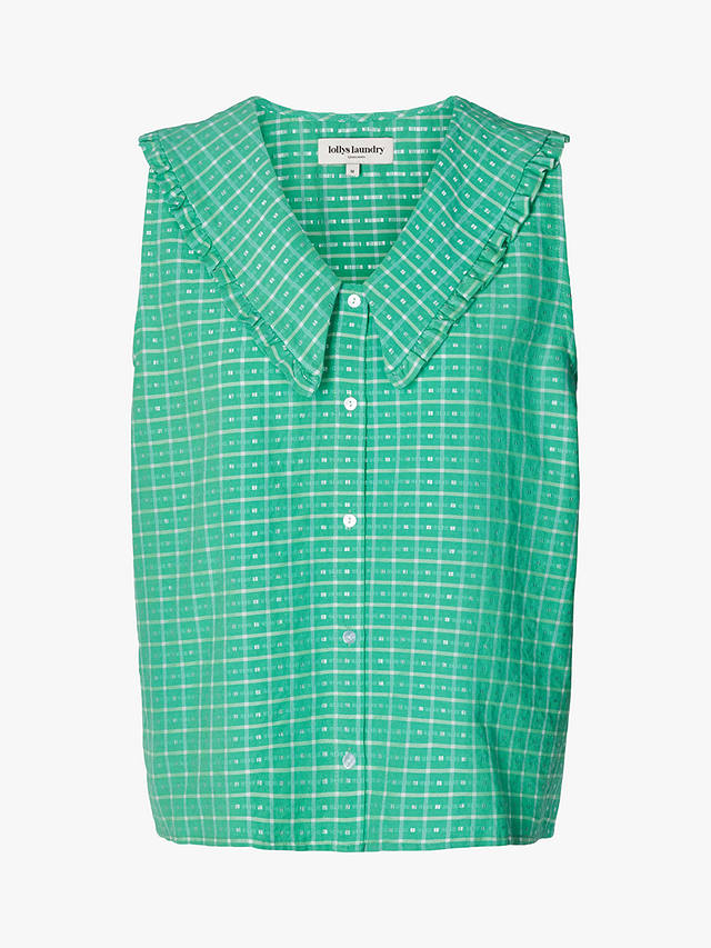 Lollys Laundry Carly Big Collar Check Top, Green/Multi