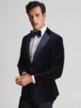 Reiss Ace Velvet Dinner Suit Jacket, Navy