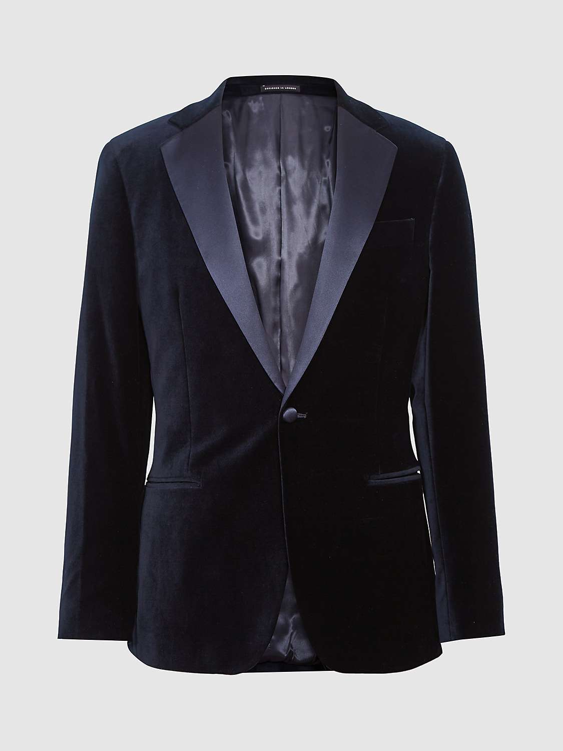 Reiss Ace Velvet Dinner Suit Jacket, Navy at John Lewis & Partners
