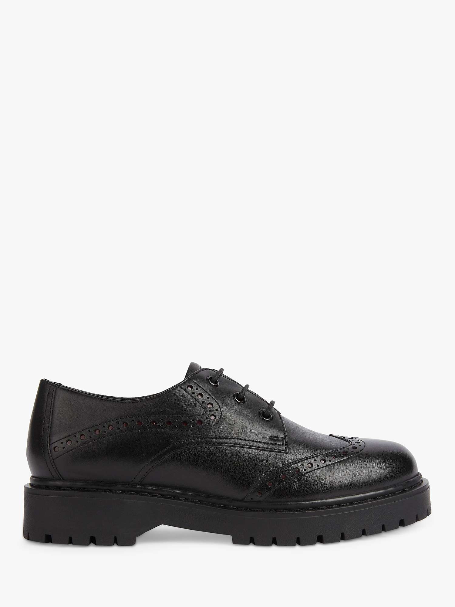 Geox D Bleyze H Smooth Leather Chunky Brogues, Black at John Lewis ...