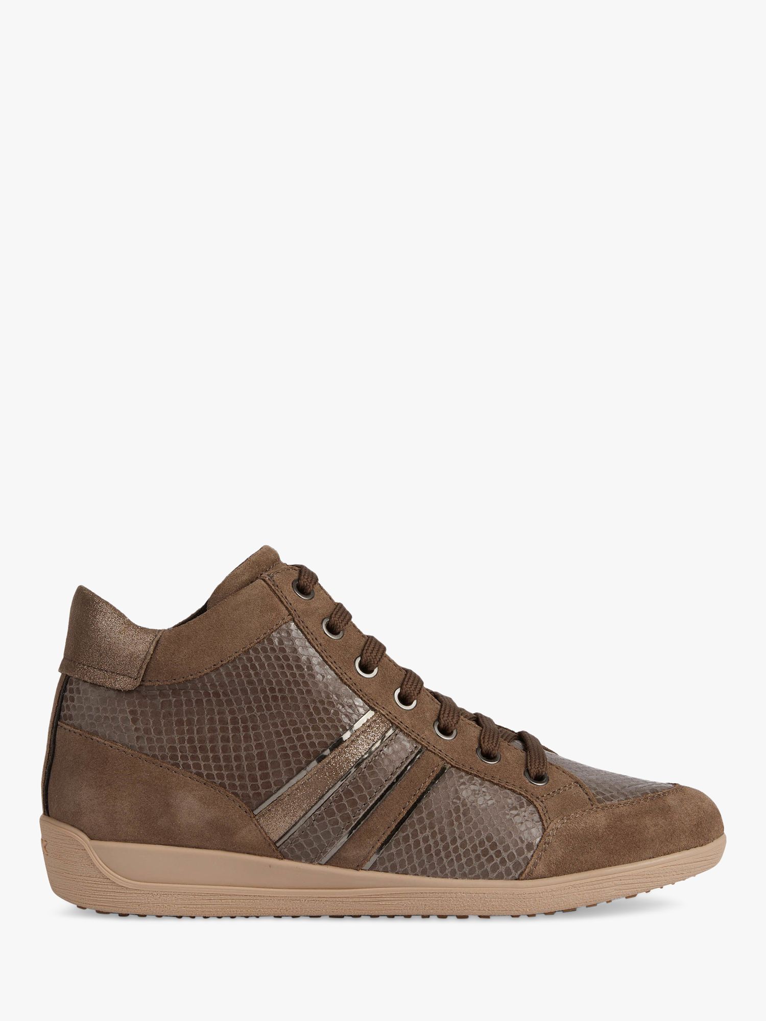Geox Leather Suede High Trainers, Brown at John Lewis & Partners