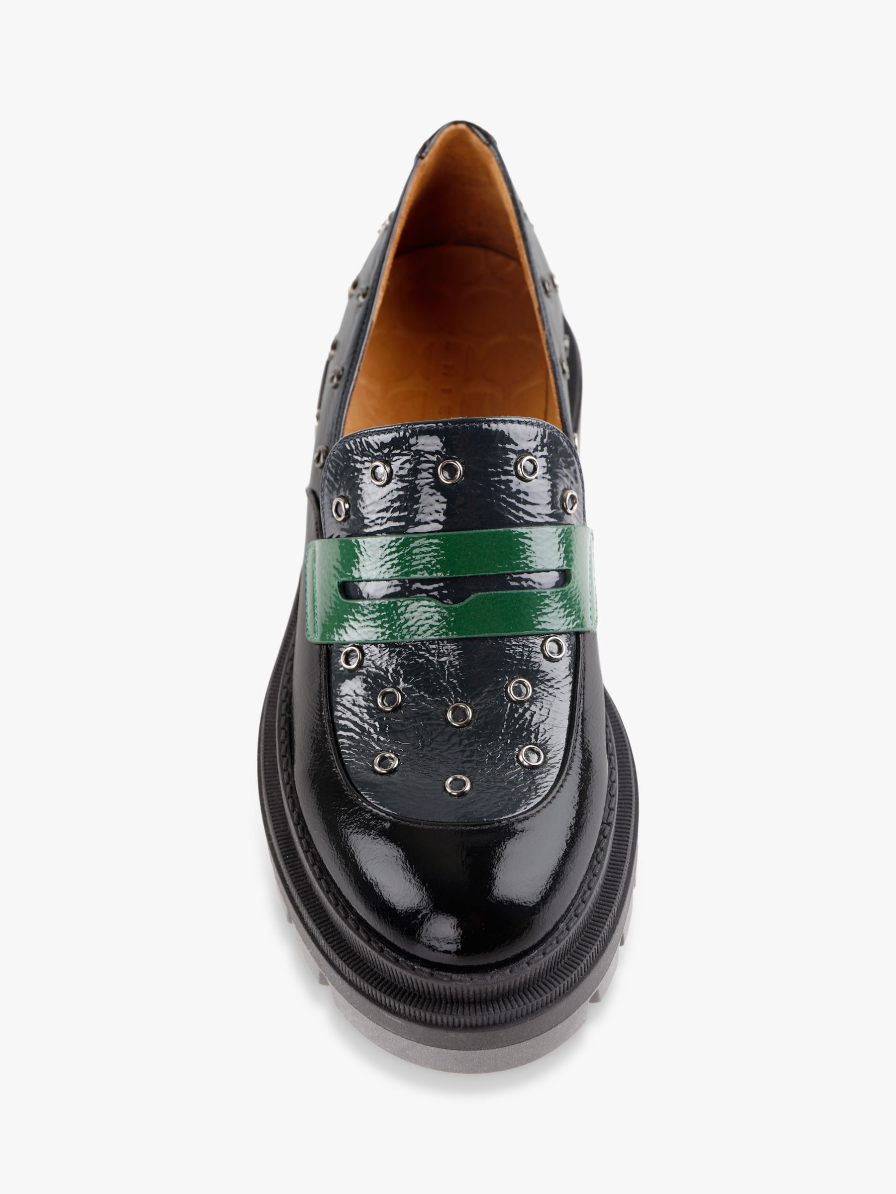 chie-mihara-wylow-leather-chunky-sole-loafers-black-green-at-john-lewis-partners