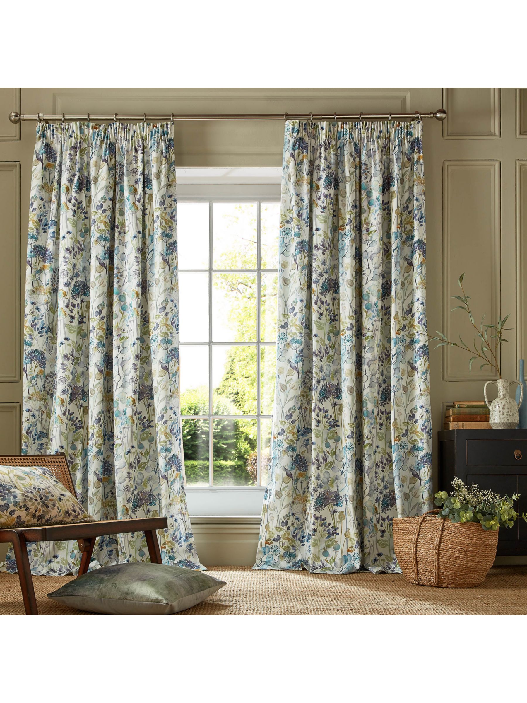 Voyage Country Hedgerow Pair Lined Pencil Pleat Curtains