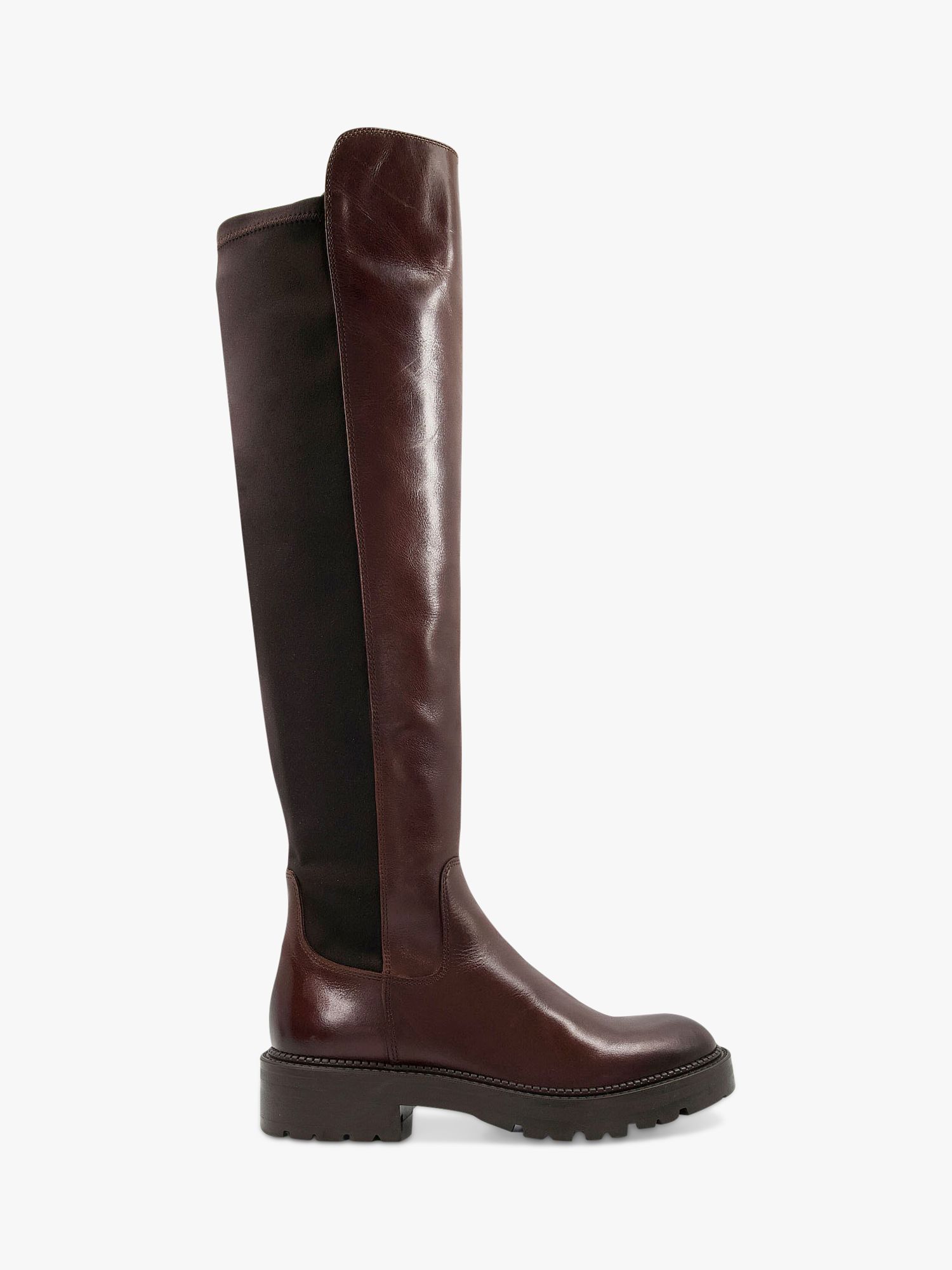 Dune Tella Leather Knee High Boots, Brown, 3