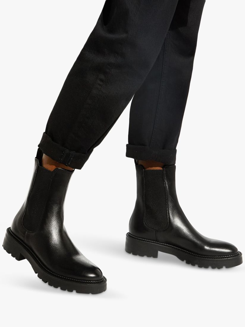 Dune Picture Leather Chelsea Boots, Black at John Lewis & Partners