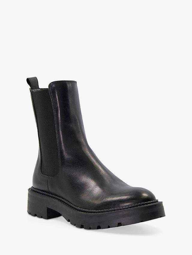 Dune Picture Leather Chelsea Boots, Black at John Lewis & Partners