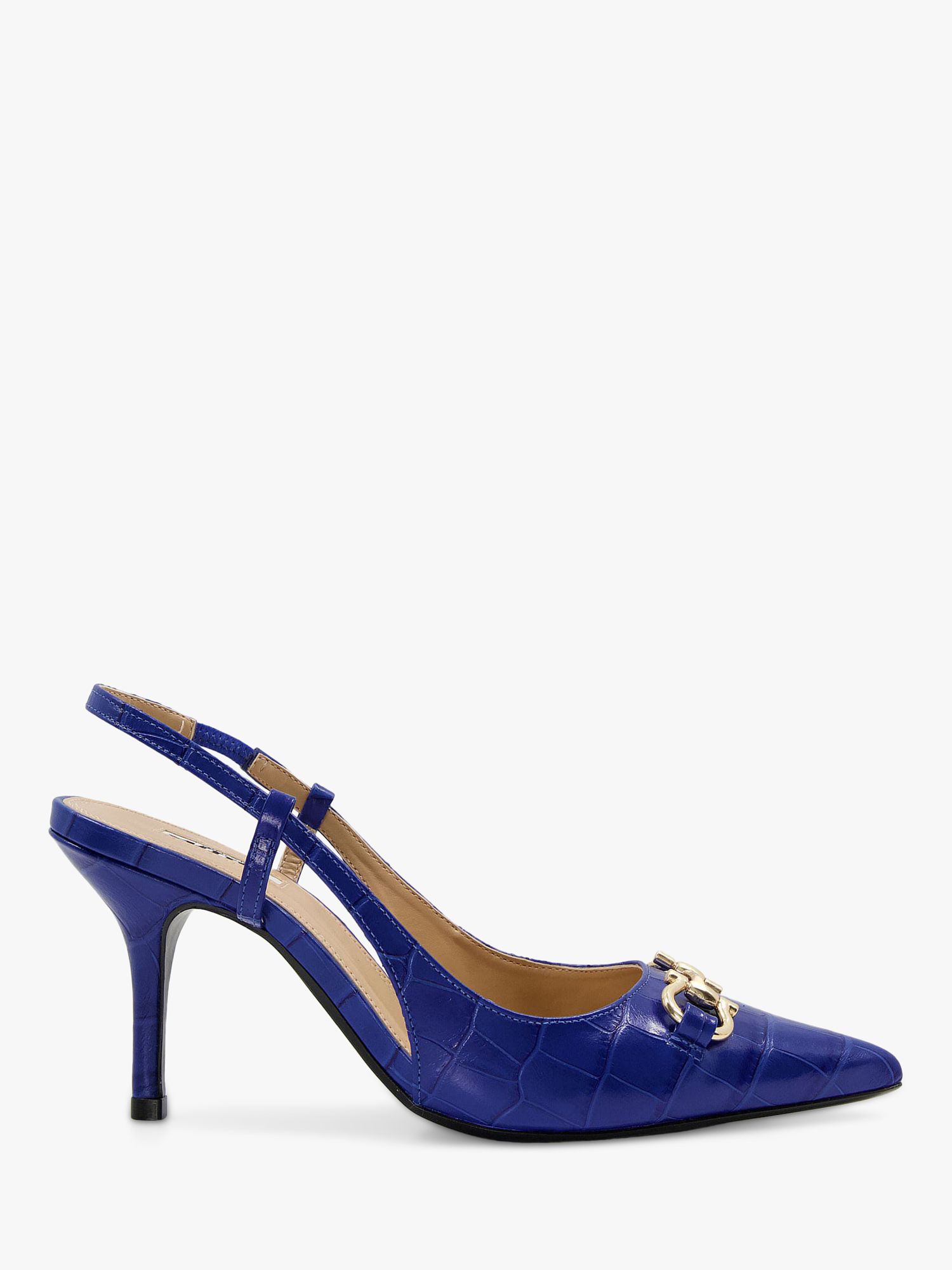 Dune Click Leather Slingback Court Shoes, Blue at John Lewis & Partners