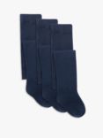 John Lewis ANYDAY Kids' Cotton Rich Tights, Pack of 3, Blue