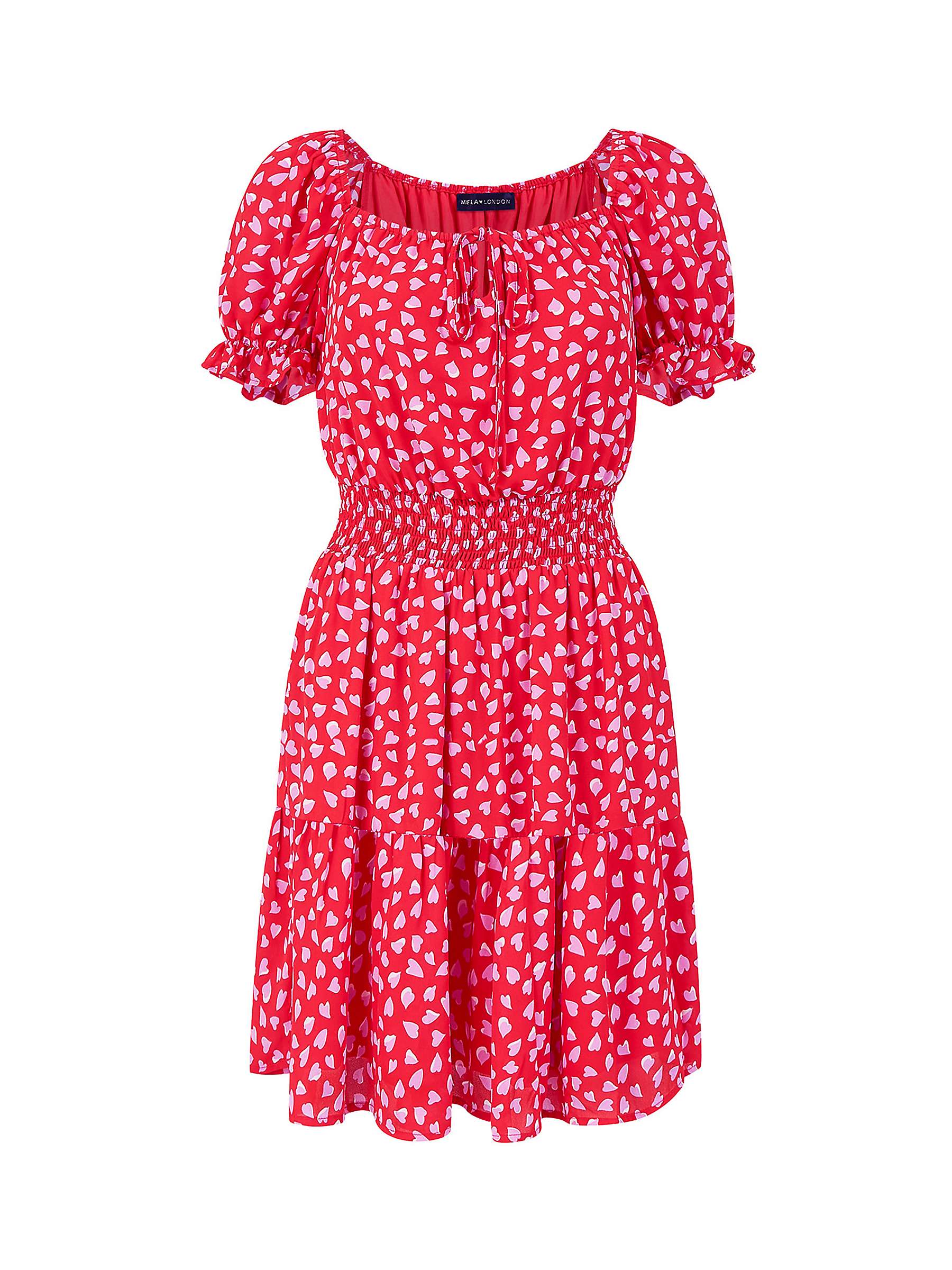 Buy Mela London Heart Print Bardot Skater Knee Length Dress, Red/Multi Online at johnlewis.com