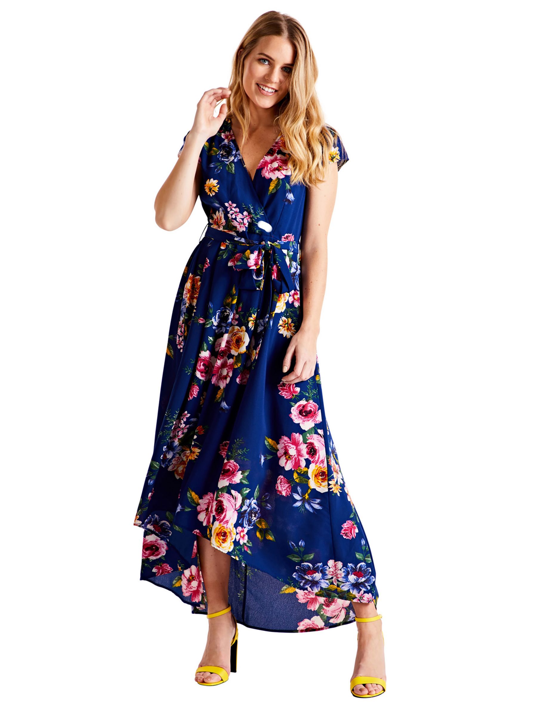 Buy Mela London Front Wrap Floral Midi Dress, Navy/Multi Online at johnlewis.com