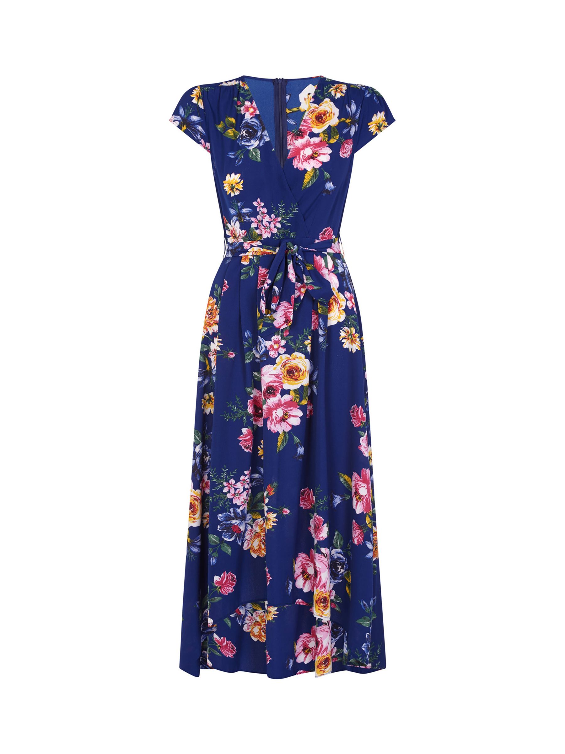 Front Wrap Floral Dress In Navy | Mela London | SilkFred US