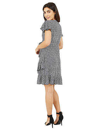 Yumi Mela London Ditsy Daisy Wrap Effect Frill Mini Dress