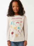 FatFace Kids' Toadstool Graphic Long Sleeve Top, Oatmeal