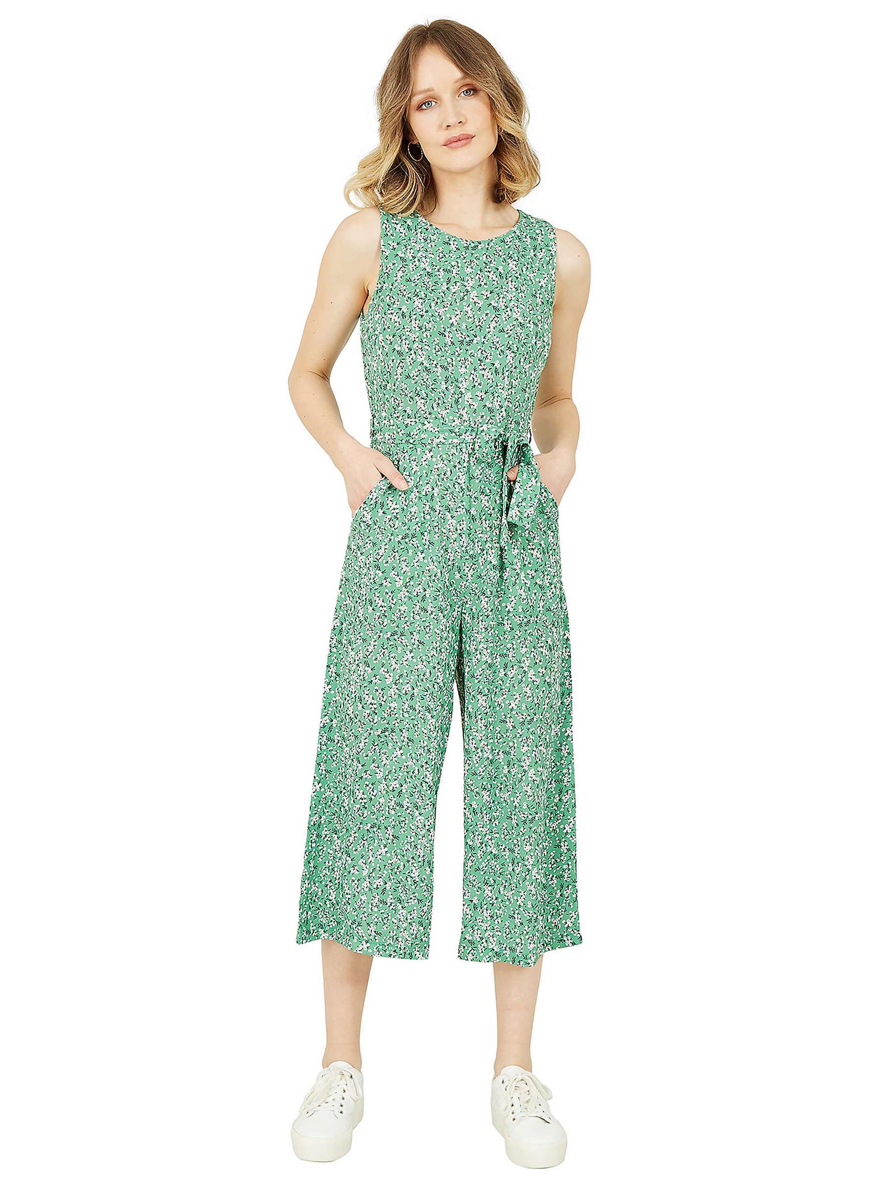 Mela London Floral Print Culotte Cropped Jumpsuit, Green/Multi at John  Lewis & Partners