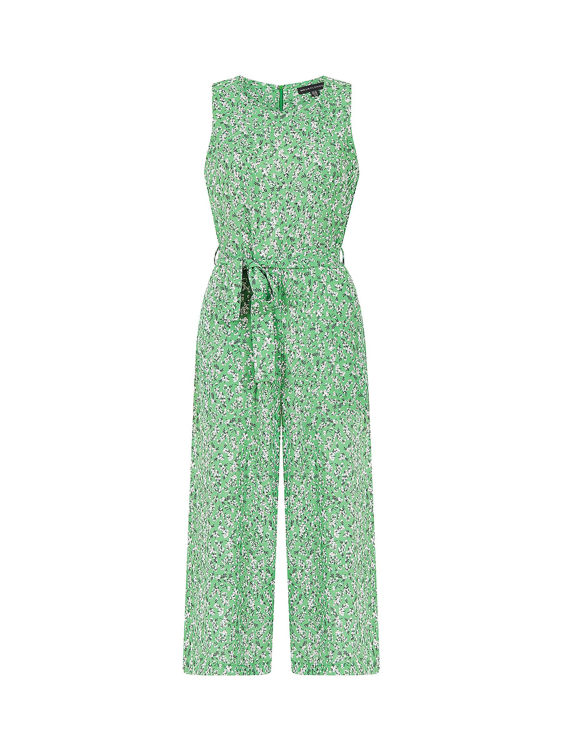 Mela London Floral Print Culotte Cropped Jumpsuit, Green/Multi at John ...