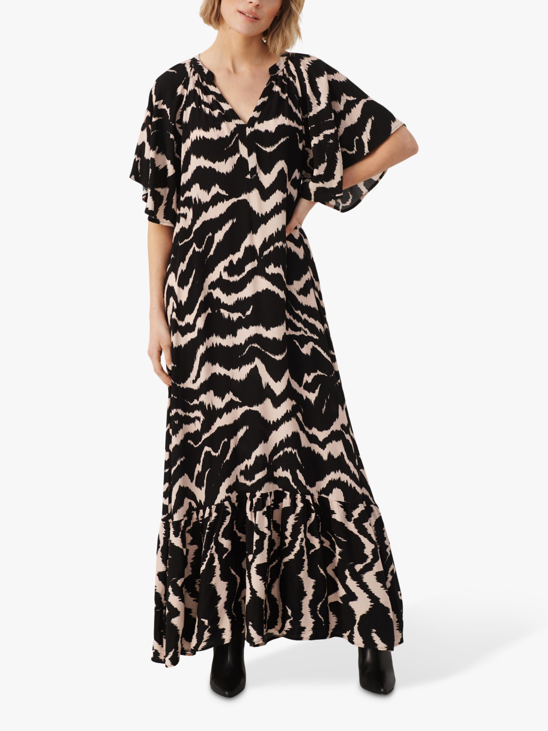 Part Two Othenia Zebra Print Tiered Maxi Dress, Black/Multi