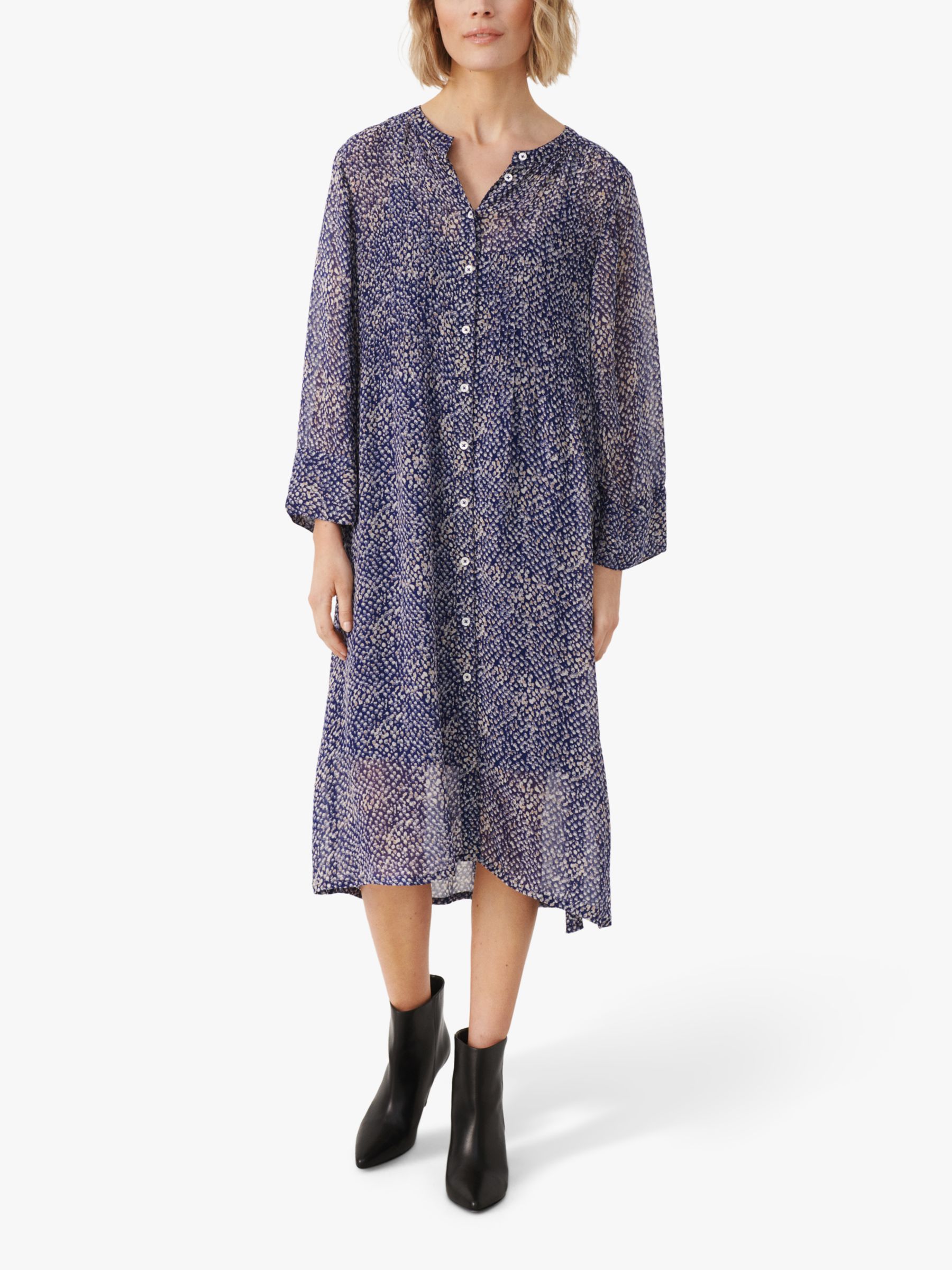 Part Two Blurred Print Midi Dress, Blueprint/Multi at John Lewis & Partners