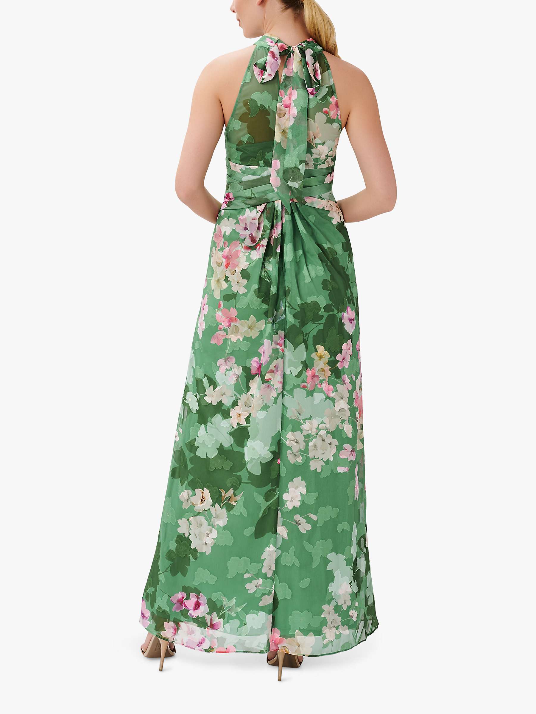 Buy Adrianna Papell Floral Halterneck Maxi Dress, Green/Multi Online at johnlewis.com