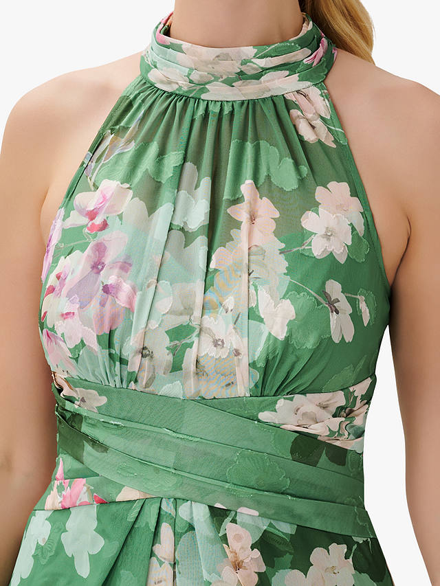 Adrianna Papell Floral Halterneck Maxi Dress, Green/Multi