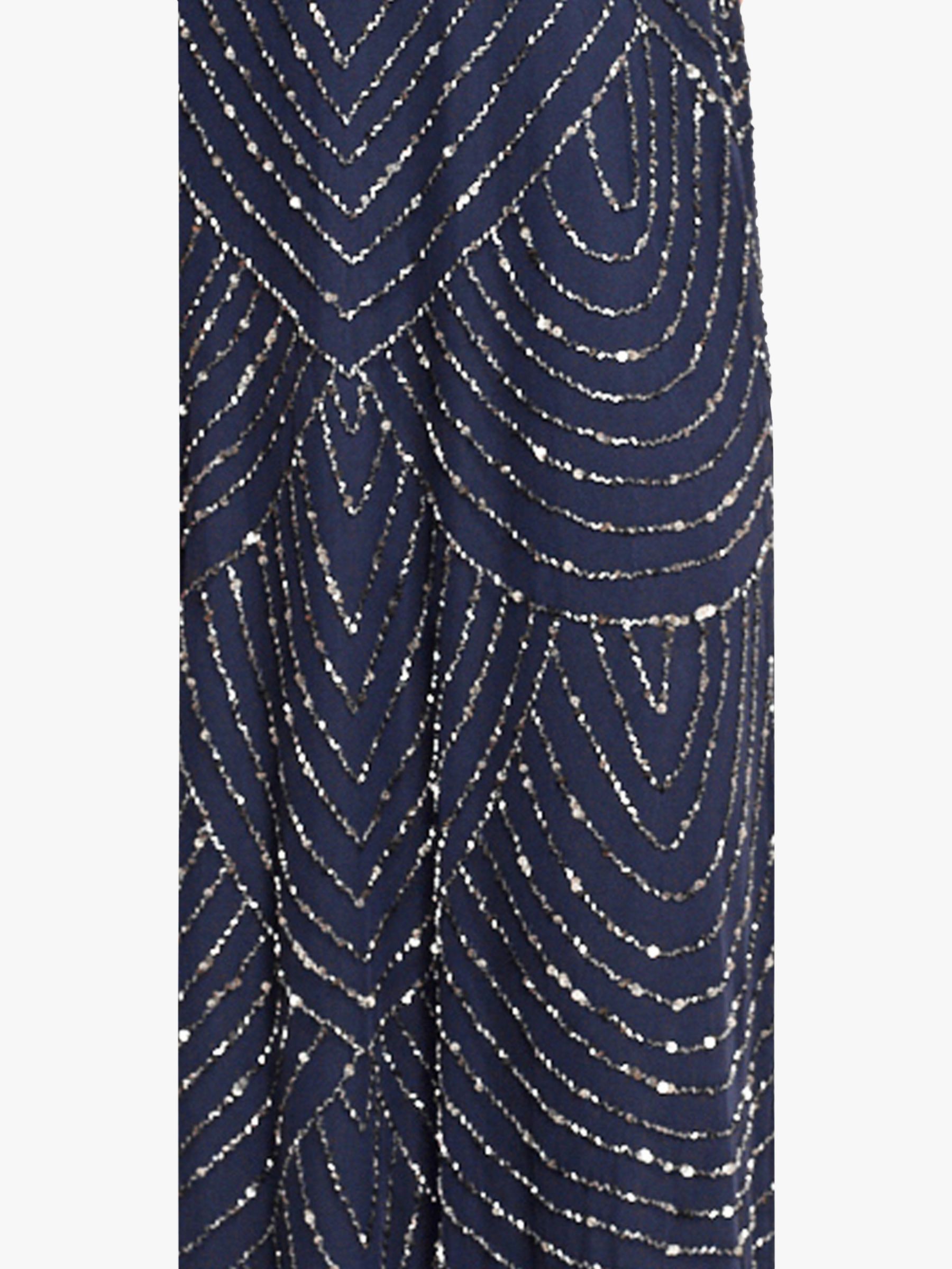 Adrianna Papell Scallop Bead Spaghetti Strap Maxi Dress, Navy at