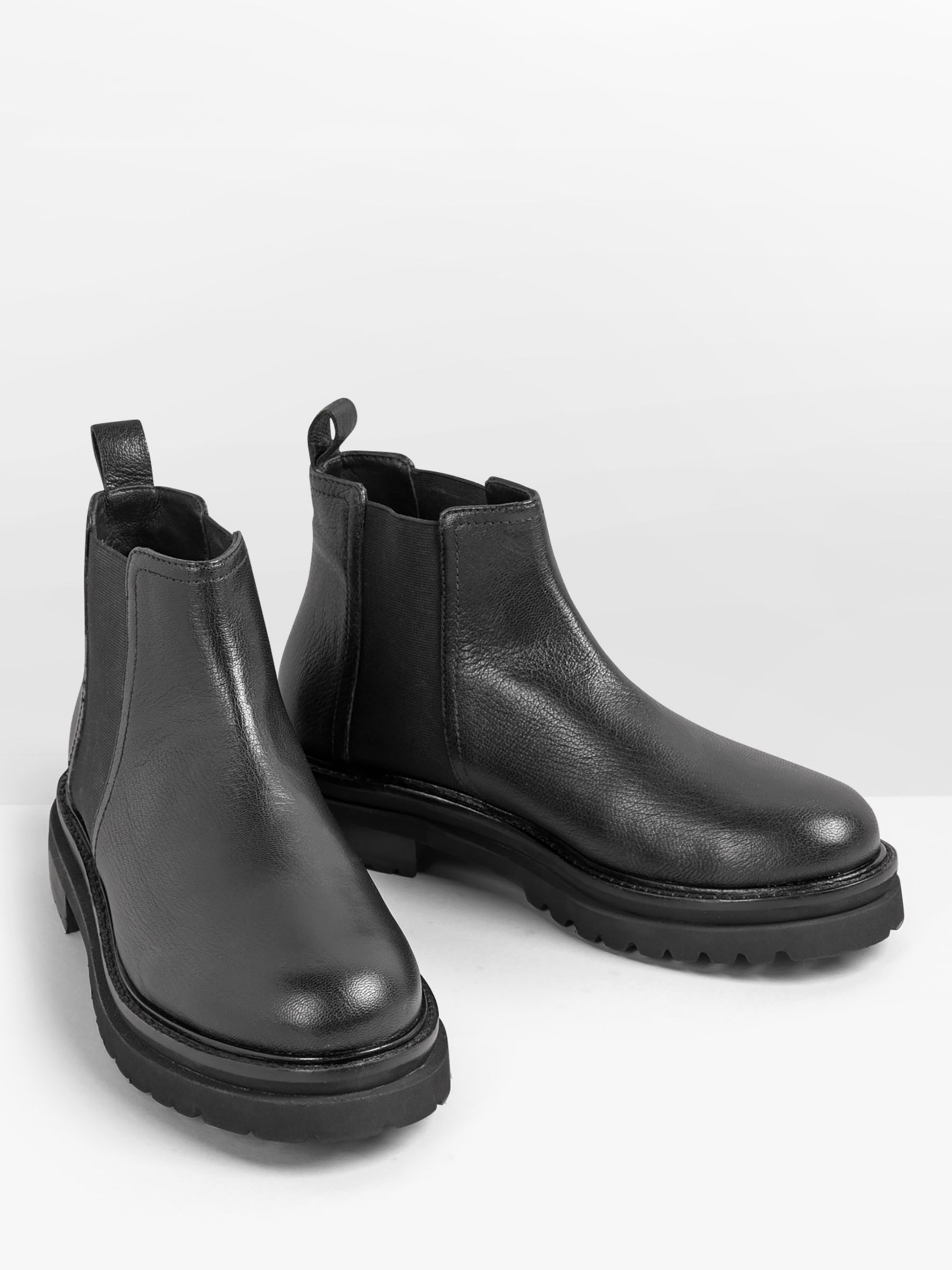 HUSH Bailey Leather Boots, Black at John Lewis & Partners