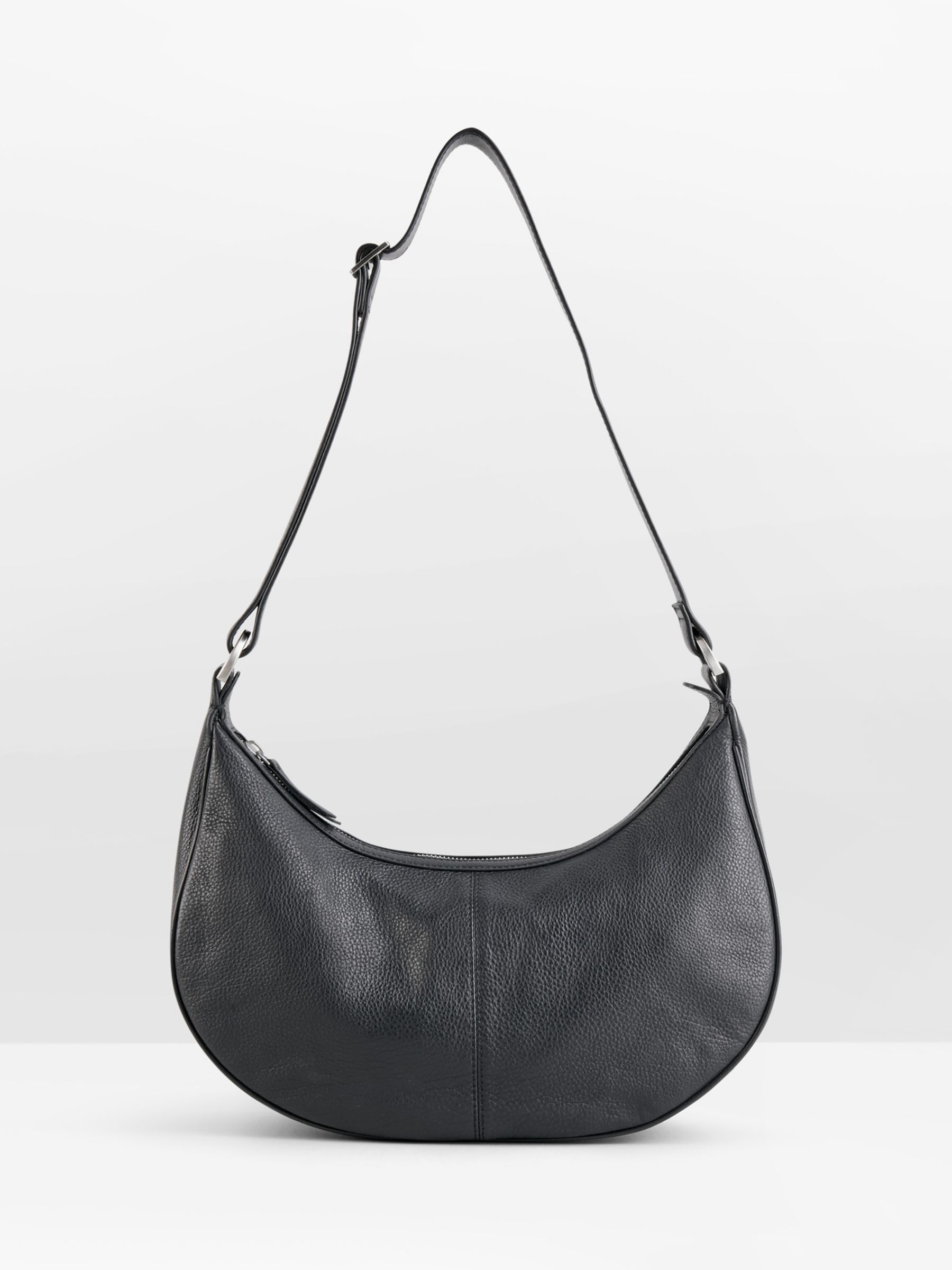 hush Marcia Curved Leather Handbag, Black at John Lewis & Partners