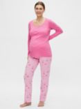 Mamalicious Mira Lia Love Maternity Pyjama Set, Sea Pink Hearts