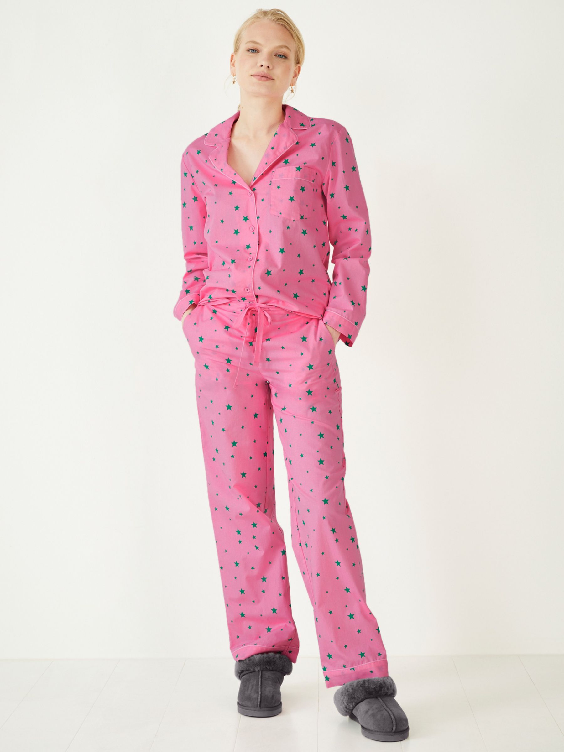 Hush Isla Print Pyjama Set Bright Pink At John Lewis And Partners