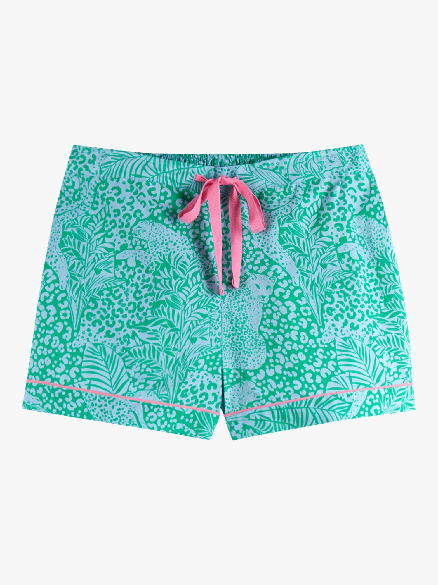 hush Isla Hidden Leopard Pyjama Shorts, Green at John Lewis & Partners