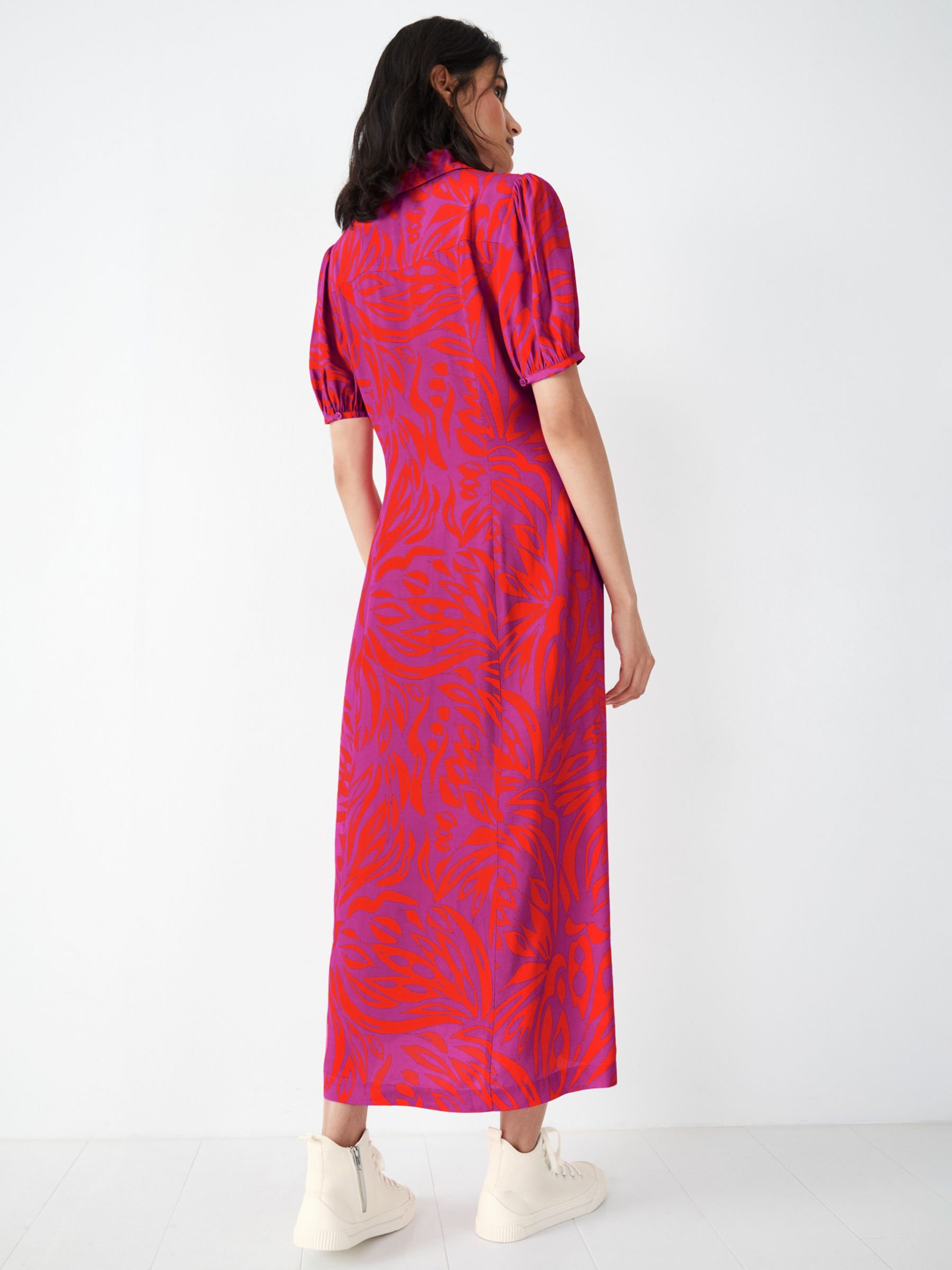 hush Alara Abstract Butterfly Print Midi Shirt Dress, Fiery Red/Magenta ...