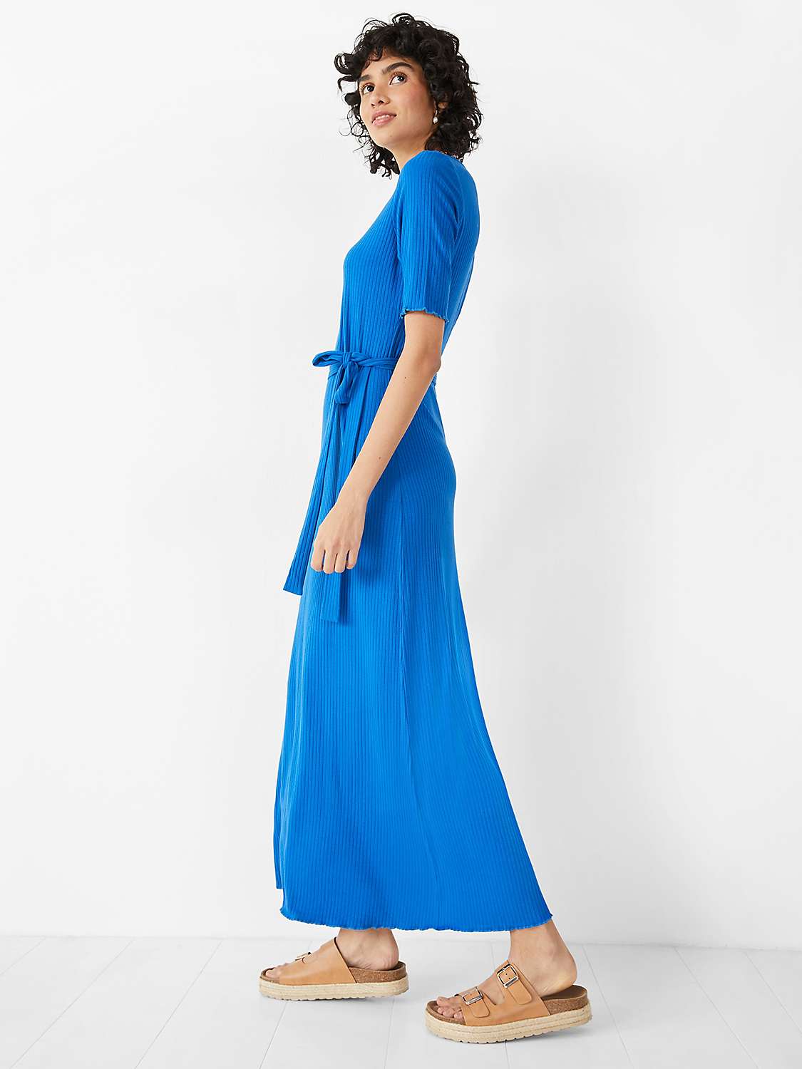Buy HUSH Alice Ribbed Jersey Midi Dress, Blue Lolite Online at johnlewis.com