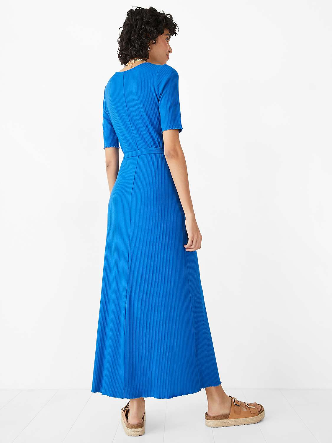 Buy HUSH Alice Ribbed Jersey Midi Dress, Blue Lolite Online at johnlewis.com