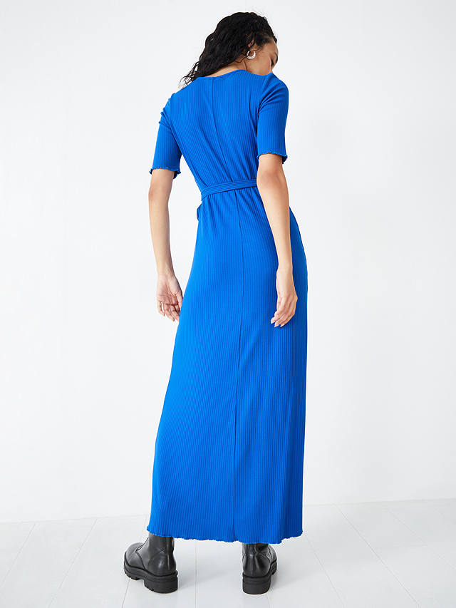 HUSH Alice Ribbed Jersey Midi Dress, Blue Lolite