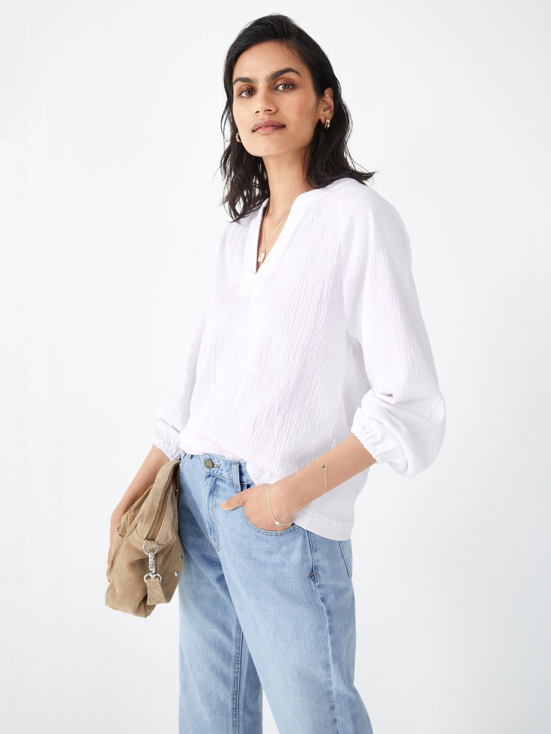 hush Josie Textured Blouse, White at John Lewis & Partners