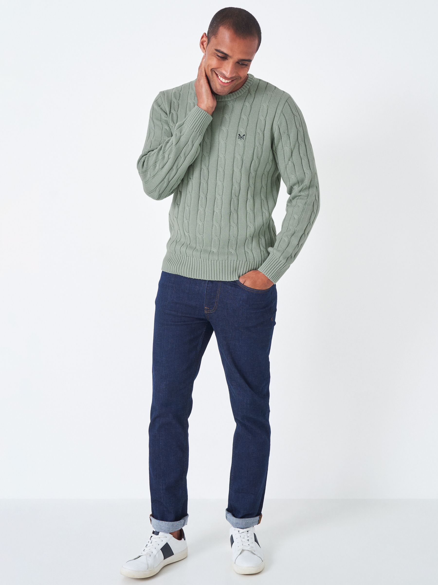 Crew Clothing Regatta Cable Knit Jumper, Light Green at John Lewis ...