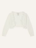 Monsoon Kids' Flora Textured Edge Cropped Cardigan, Ivory