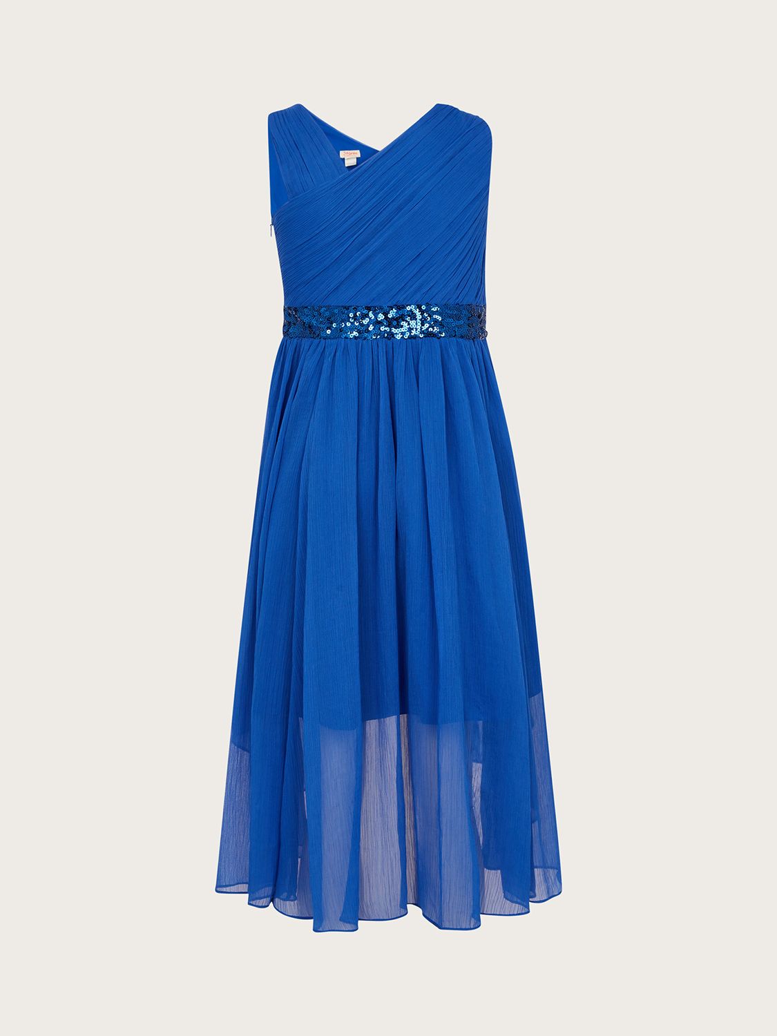Monsoon Kids' Abigail Asymmetric Party Dress, Blue, 8 years