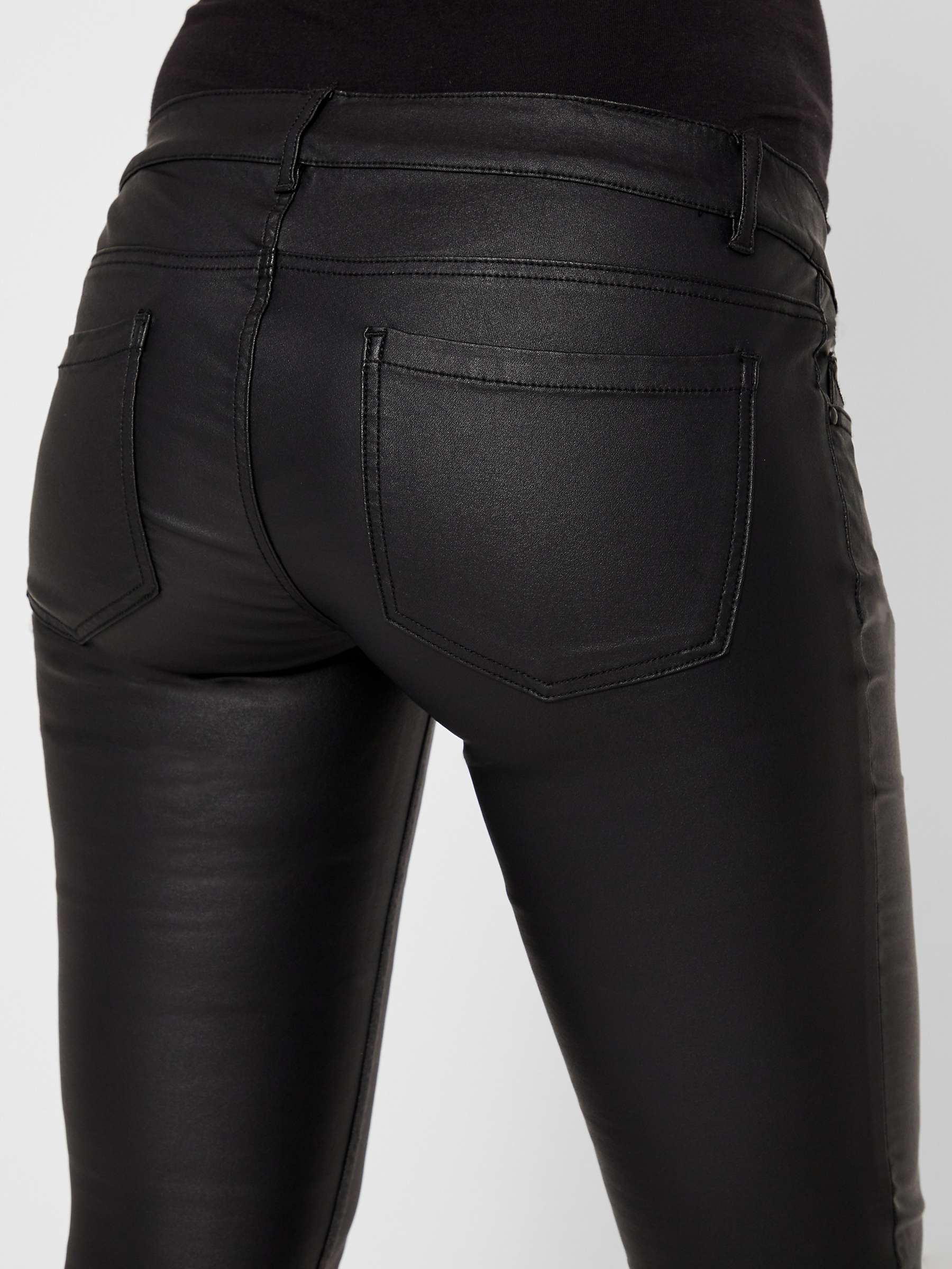 Buy Mamalicious Santos Plain Coated Slim Maternity Jeans, Black Online at johnlewis.com