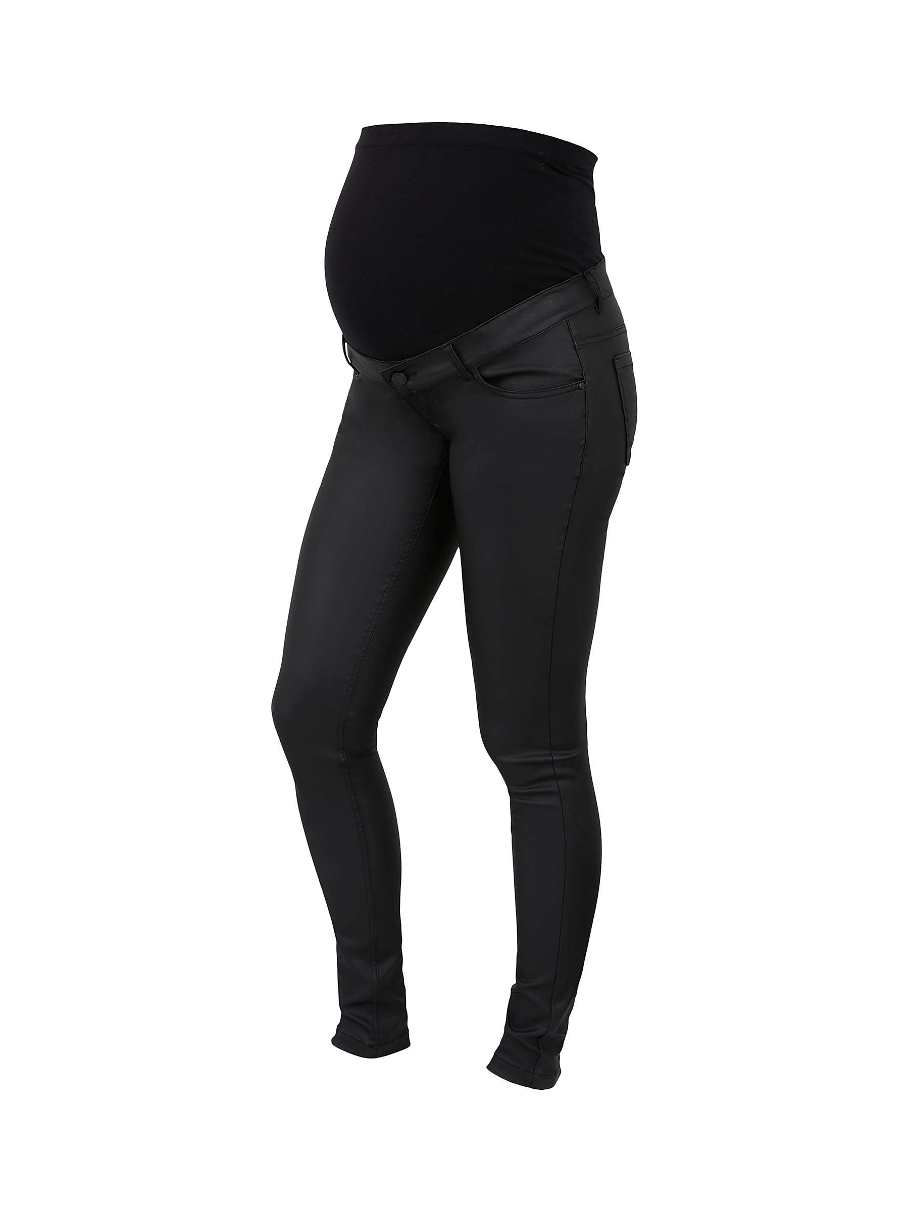 Buy Mamalicious Santos Plain Coated Slim Maternity Jeans, Black Online at johnlewis.com