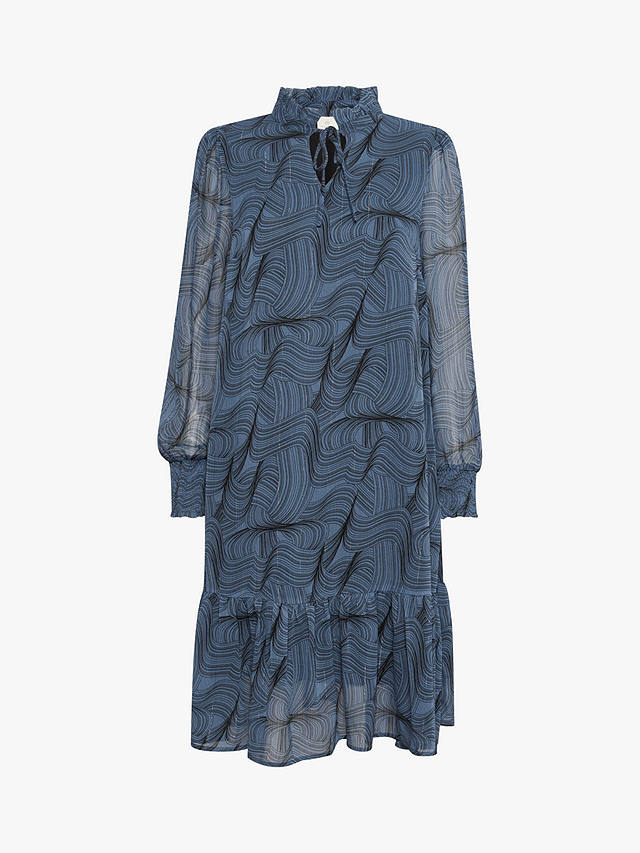 KAFFE Jema Abstract Print Tiered Dress, Infinity Blue 
