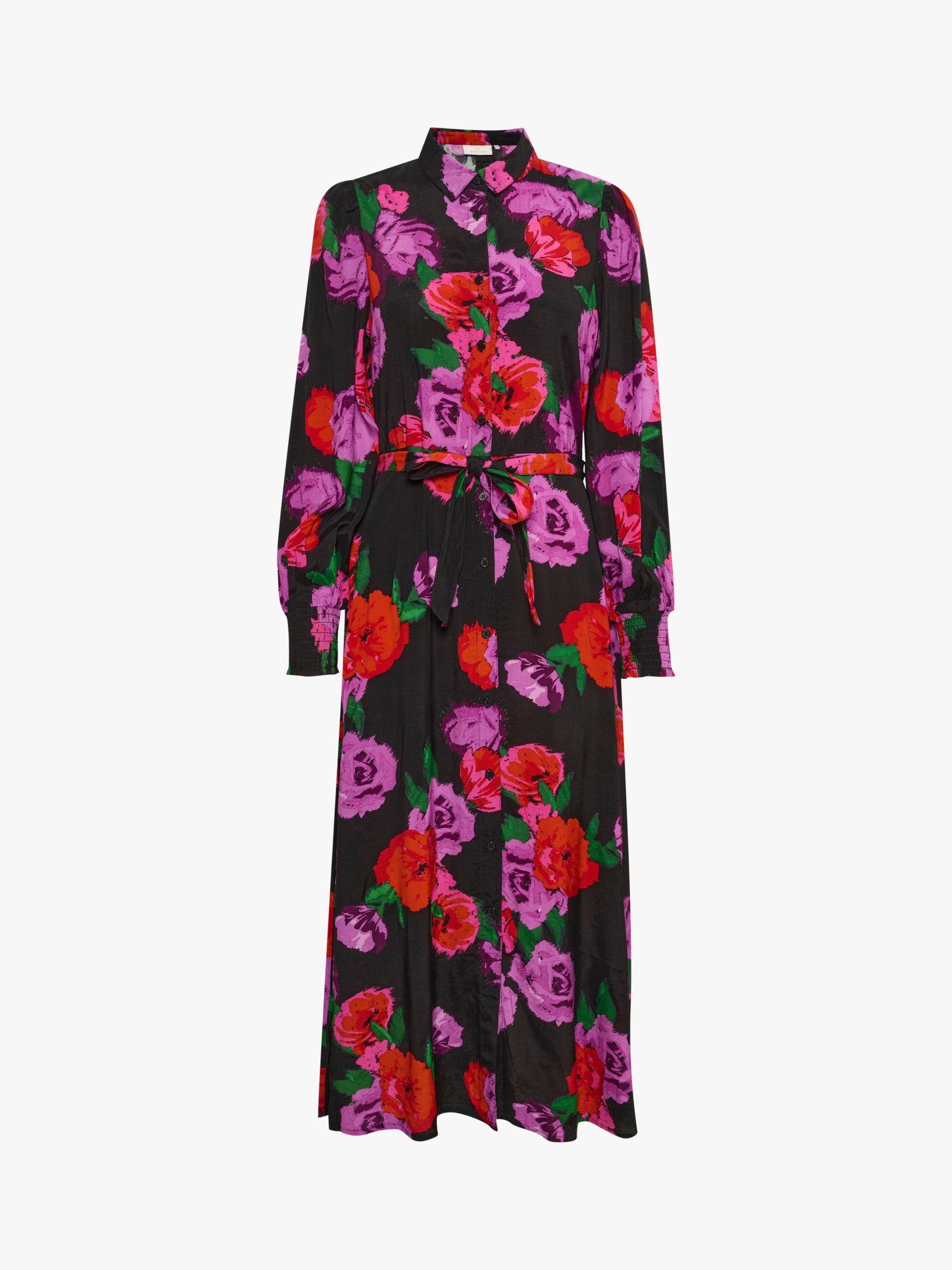 KAFFE Florina Floral Maxi Shirt Dress, Red/Multi at John Lewis & Partners