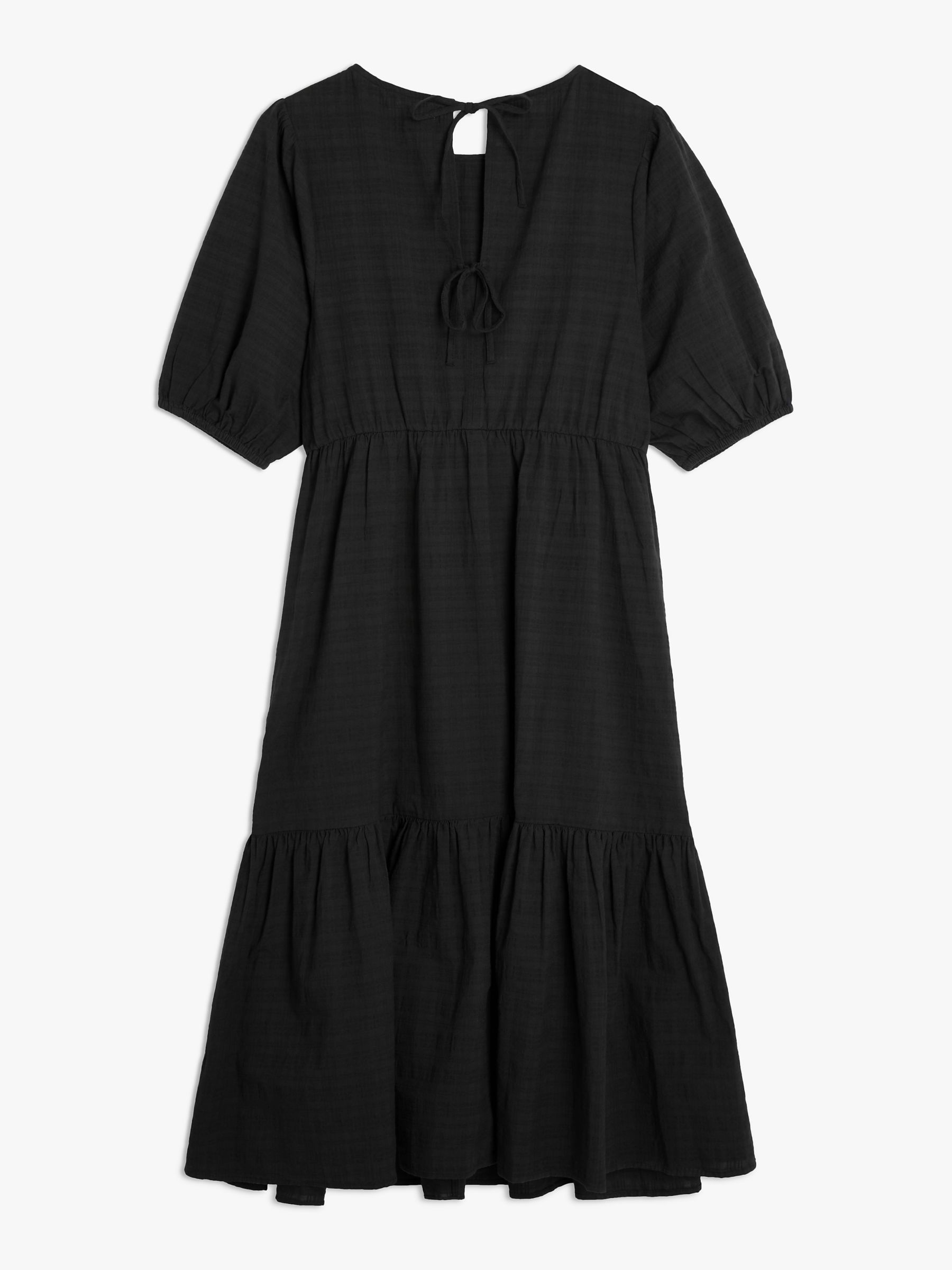 John Lewis ANYDAY Textured Midi Smock Dress, Black, 6