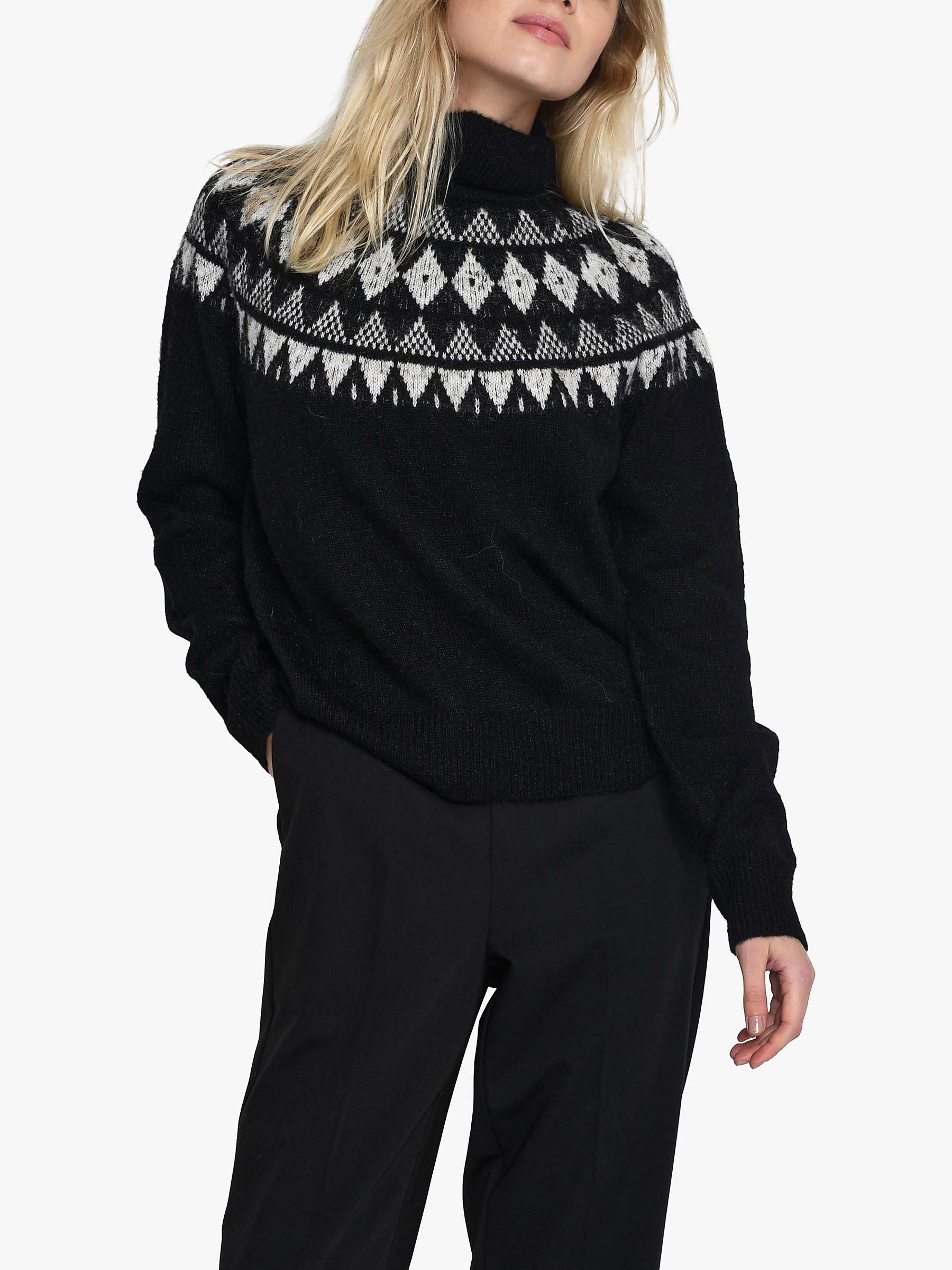 Buy KAFFE Melissa High Neck Knitted Jumper, Black Deep Online at johnlewis.com