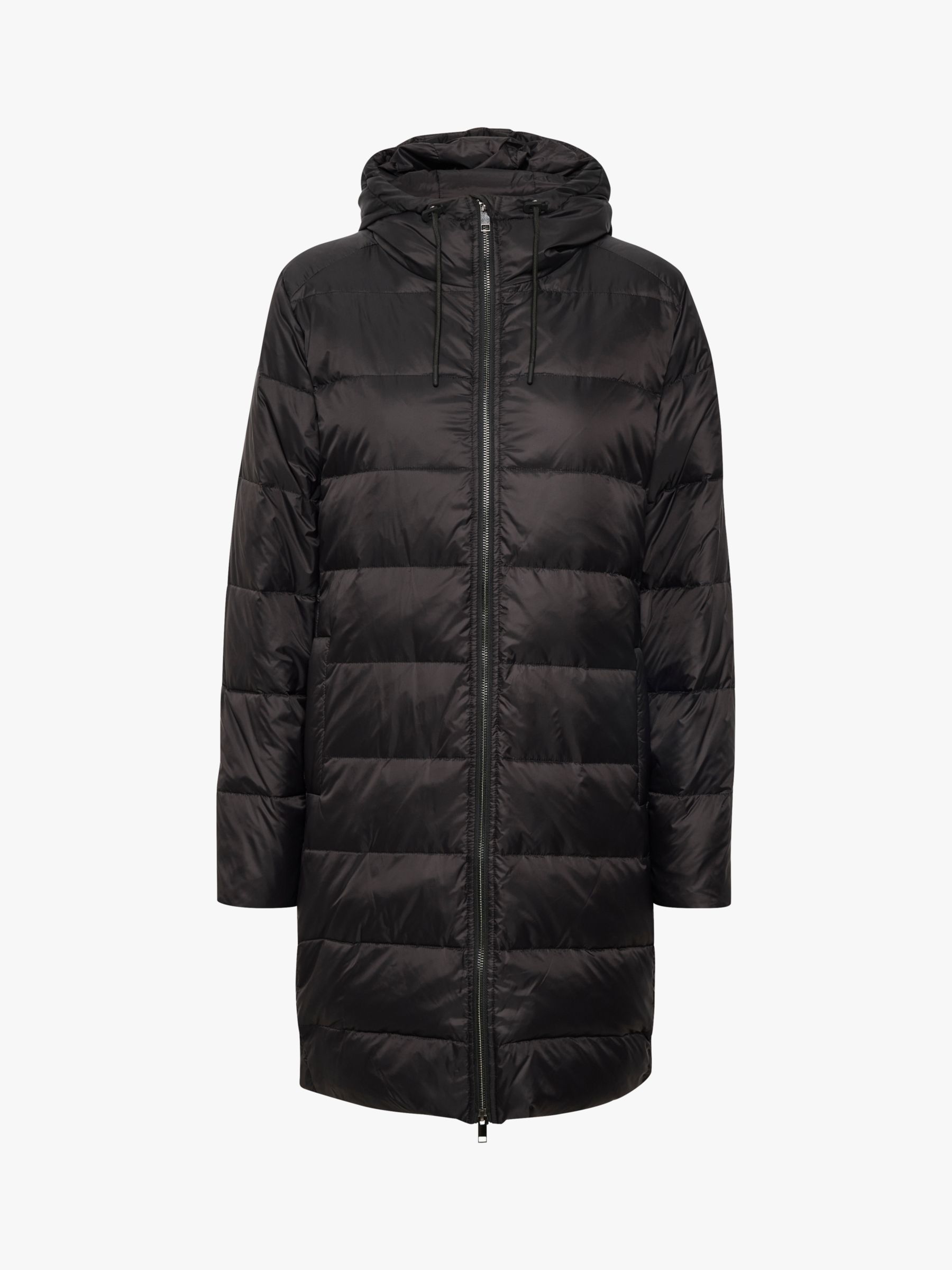 KAFFE Lenora Hooded Quilted Coat, Black at John Lewis & Partners