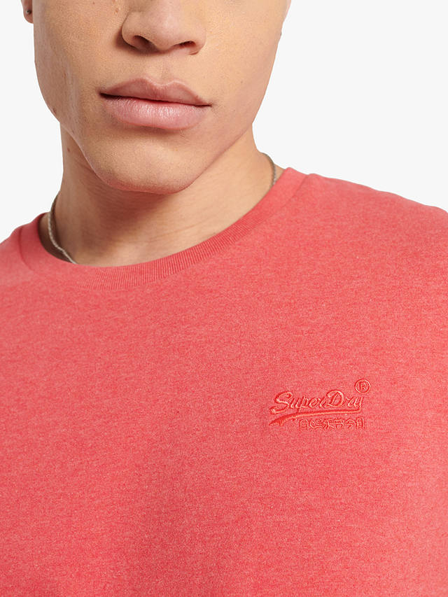 Superdry Organic Cotton Vintage Logo Embroidered T-Shirt, Coral Marl