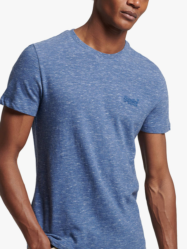 Superdry Organic Cotton Vintage Logo Embroidered T-Shirt, Tidal Blue Spacedye