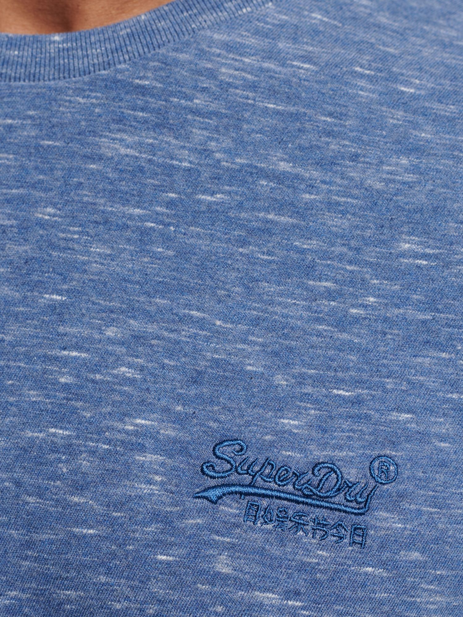 Superdry Organic Cotton Vintage Logo Embroidered T-Shirt, Tidal Blue Spacedye, S