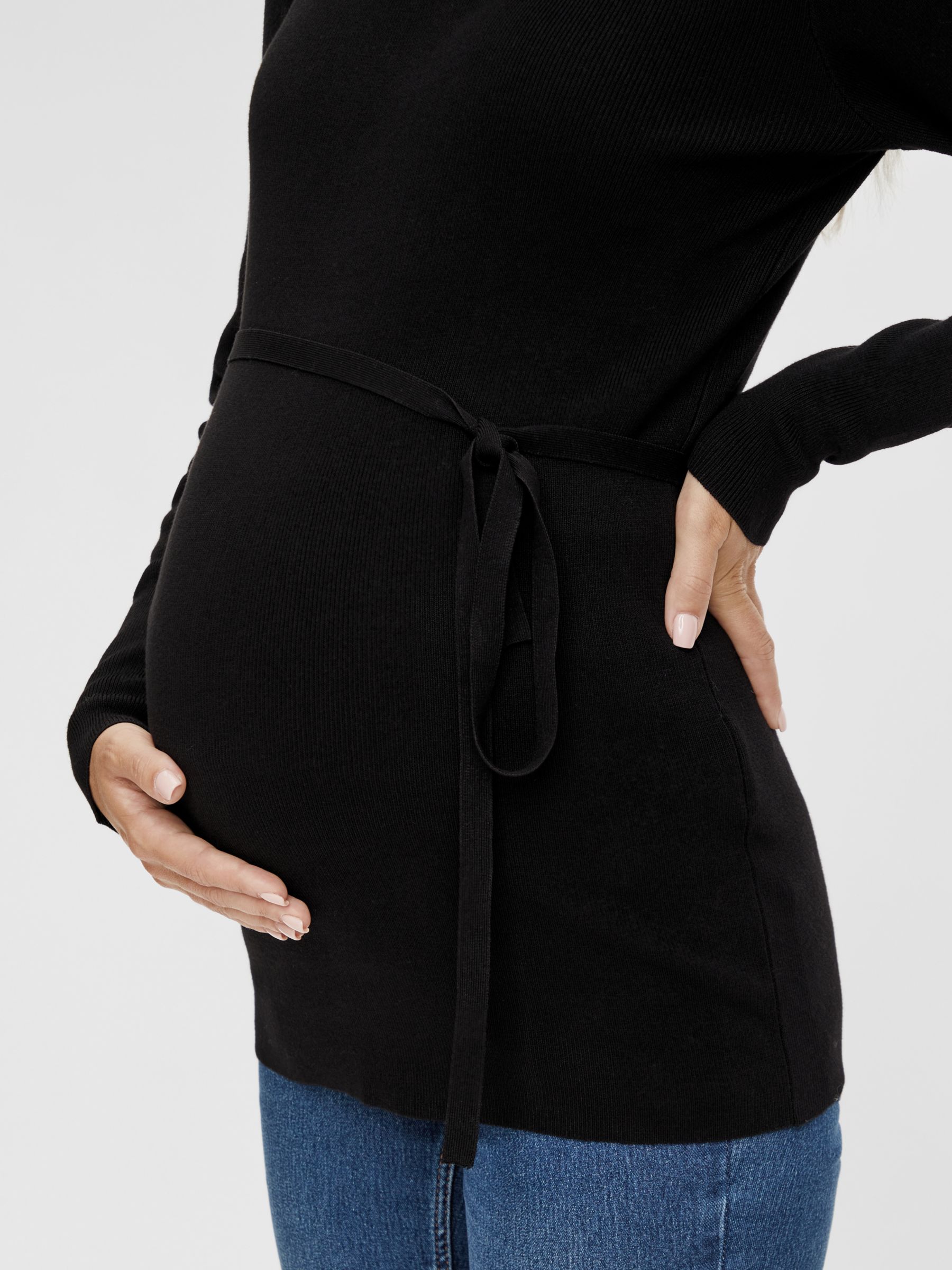 Buy Mamalicious Jacina Plain Tie Waist Maternity Jumper, Black Online at johnlewis.com