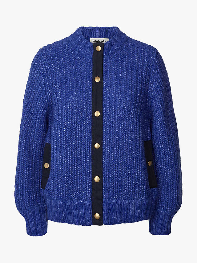 Lollys Laundry Jamie Chunky Patchwork Detail Cardigan, Royal Blue